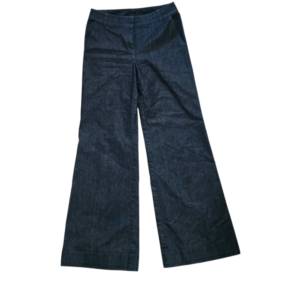 St. John Wide Leg Dark Wash Denim Pants Size 4 - Picture 1 of 8